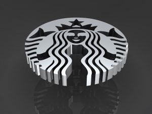 silver 3d starbucks logo