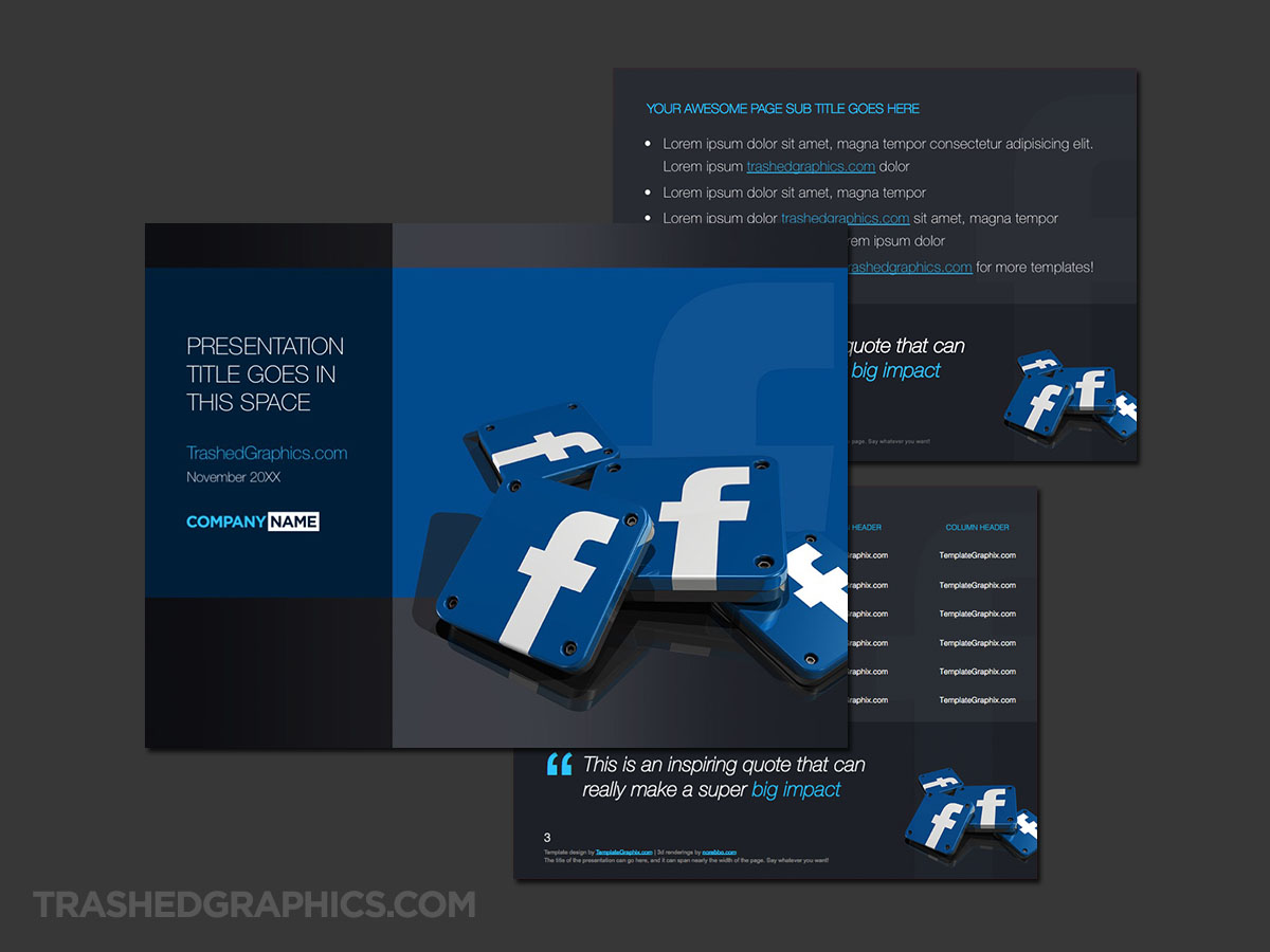 Facebook PowerPoint template with 3d app icons TrashedGraphics